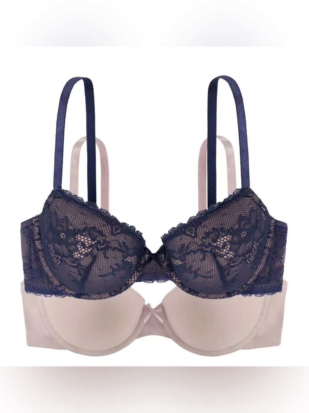 DORINA 2-Pack Chloe Light Padded Demi Bra sz 38DD BLUE/ BEIGE